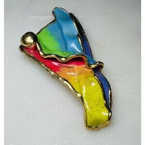 Vintage Amy Lacombe Colorful Abstract Modernist Brooch 1980's
